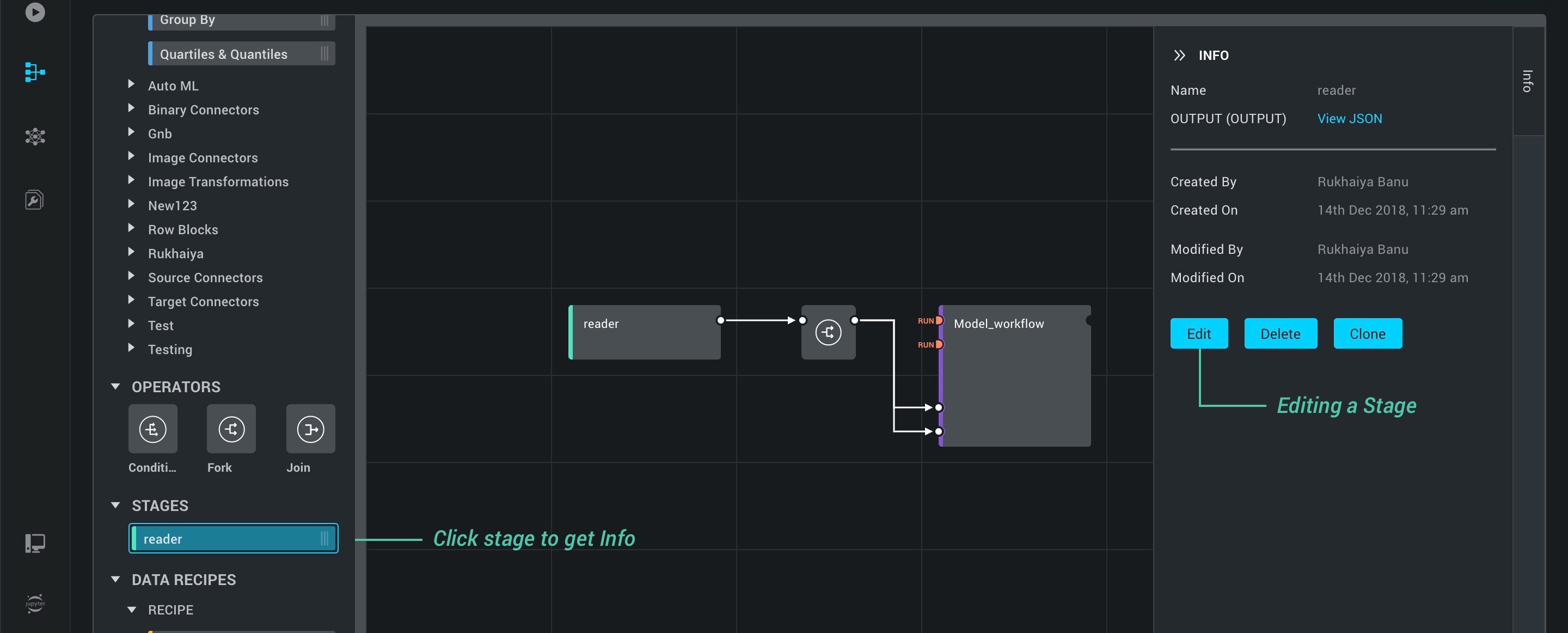 Editing a Stage